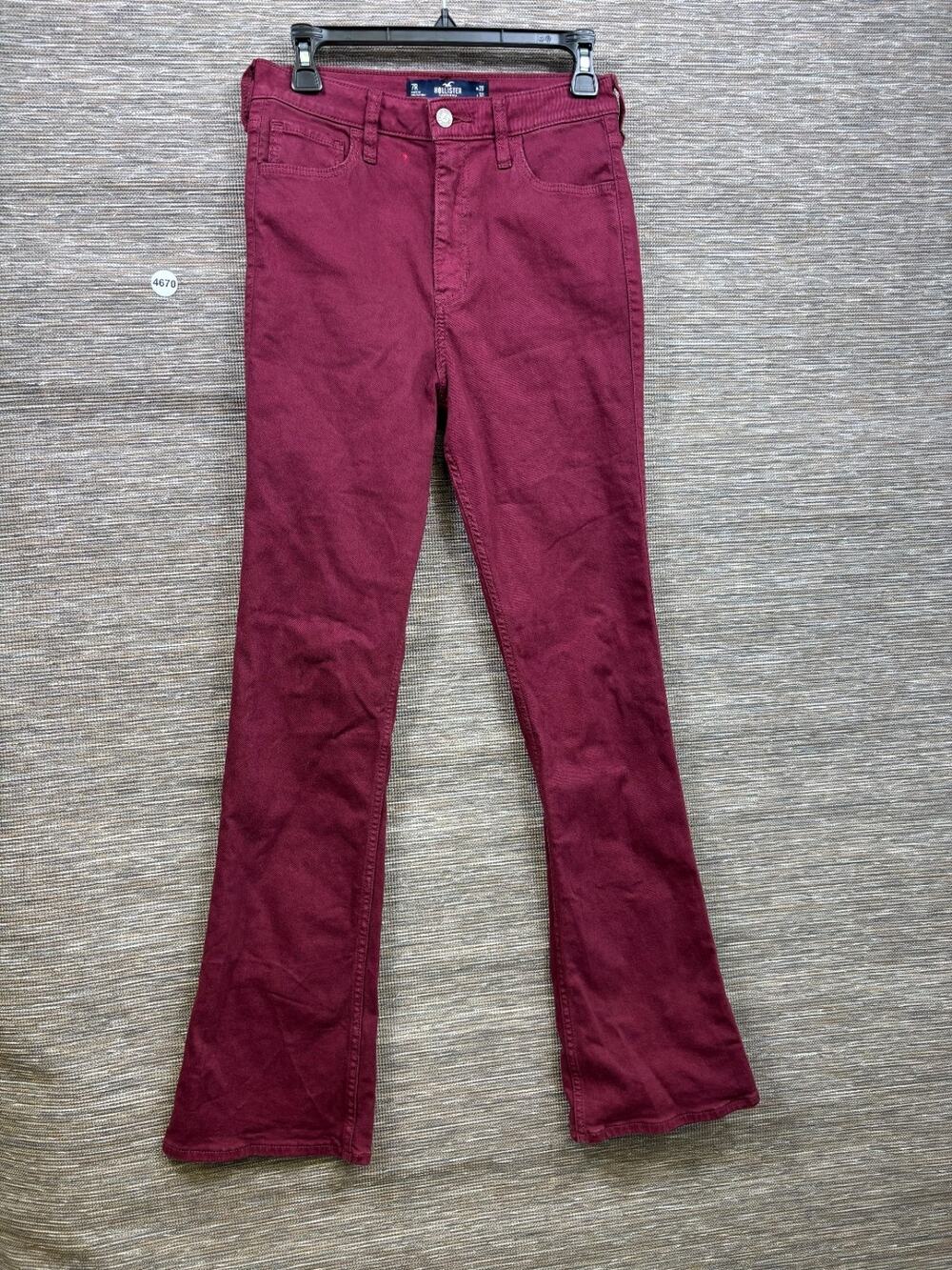 Hollister Ultra High-Rise Boot Cut Jeans Juniors' 7R 28W L32 Red Denim Stretch